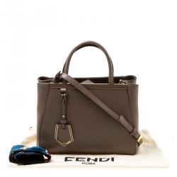 Pre Owned Fendi Dark Beige Saffiano Leather Small 2Jours Tote