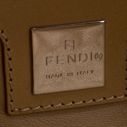 Pre Owned Fendi Beige Zucca Wool/Leather Baguette Shoulder Bag