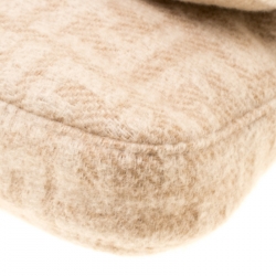 Pre Owned Fendi Beige Zucca Wool/Leather Baguette Shoulder Bag