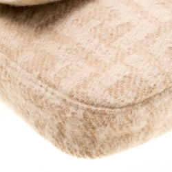 Pre Owned Fendi Beige Zucca Wool/Leather Baguette Shoulder Bag