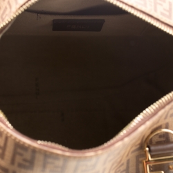 Pre Owned Fendi Brown Zucchino Coated Canvas Small Forever Bauletto Boston Bag