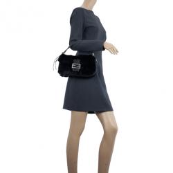 Fendi Black Mink Fur Baguette Bag