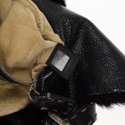 Fendi Black Mink Fur Baguette Bag