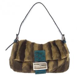 Fendi Printed Rabbit Fur Baguette