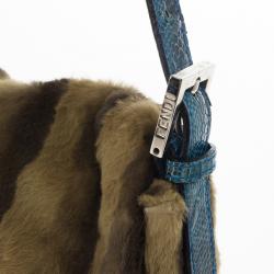 Fendi Printed Rabbit Fur Baguette