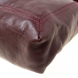 Fendi Burgundy Leather Maxi Baguette Flap Shoulder Bag