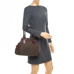 Pre Owned Fendi Brown Zucca Canvas Chef du Jour Tote Bag