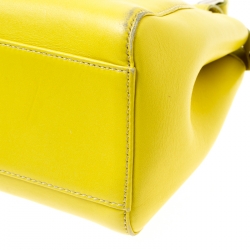 Pre Owned Fendi Yellow Leather Mini Peekaboo Top Handle Bag