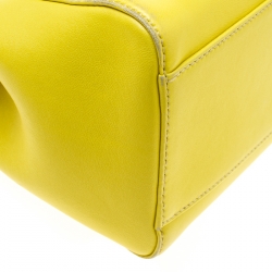 Pre Owned Fendi Yellow Leather Mini Peekaboo Top Handle Bag