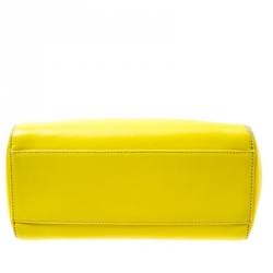 Pre Owned Fendi Yellow Leather Mini Peekaboo Top Handle Bag