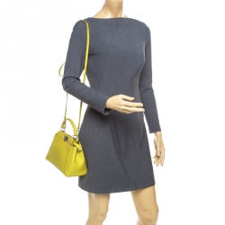 Pre Owned Fendi Yellow Leather Mini Peekaboo Top Handle Bag