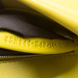 Pre Owned Fendi Yellow Leather Mini Peekaboo Top Handle Bag