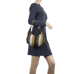 Pre Owned Fendi Striped Chef Chain Hobo