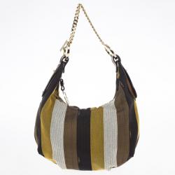 Pre Owned Fendi Striped Chef Chain Hobo