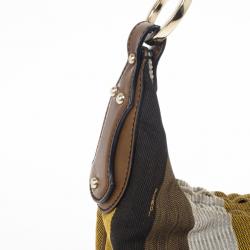 Pre Owned Fendi Striped Chef Chain Hobo