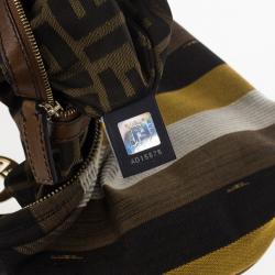 Pre Owned Fendi Striped Chef Chain Hobo