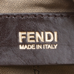 Pre Owned حقيبة كتف فندي باغيت بسلسلة كانفاس مقوى بنقوش زوكينو بيج / بيضاء