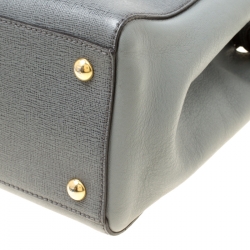 Pre Owned Fendi Grey Saffiano Leather Small 2Jours Top Handle Bag
