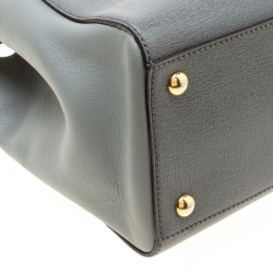 Pre Owned Fendi Grey Saffiano Leather Small 2Jours Top Handle Bag