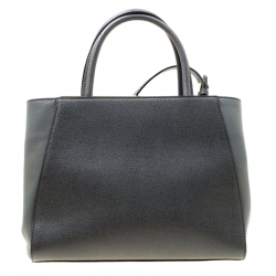 Pre Owned Fendi Grey Saffiano Leather Small 2Jours Top Handle Bag