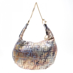 Pre Owned Fendi Multicolor Zucca Fabric Chef Chain Hobo