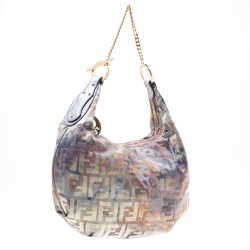 Pre Owned Fendi Multicolor Zucca Fabric Chef Chain Hobo