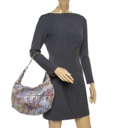 Pre Owned Fendi Multicolor Zucca Fabric Chef Chain Hobo