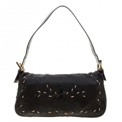 Pre Owned Fendi Black Fabric Mama Baguette Bag
