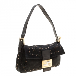 Pre Owned Fendi Black Fabric Mama Baguette Bag