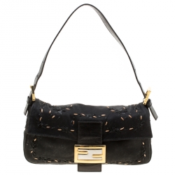 Pre Owned Fendi Black Fabric Mama Baguette Bag