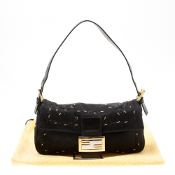 Pre Owned Fendi Black Fabric Mama Baguette Bag