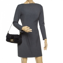 Pre Owned Fendi Black Fabric Mama Baguette Bag