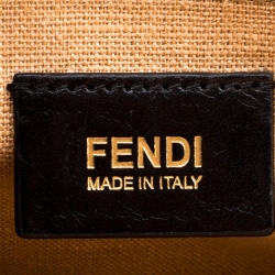 Pre Owned Fendi Tobacco Pequin Canvas Large Claudia Shoulder Bag