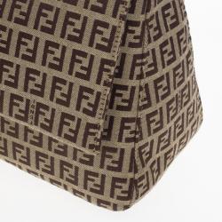 Pre Owned Fendi Brown Zucca Big Mamma Flap Bag