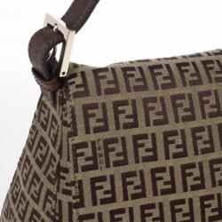 Pre Owned Fendi Brown Zucca Big Mamma Flap Bag