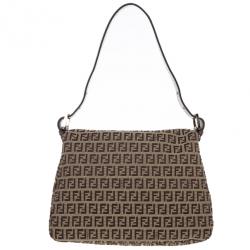 Pre Owned Fendi Brown Zucca Big Mamma Flap Bag