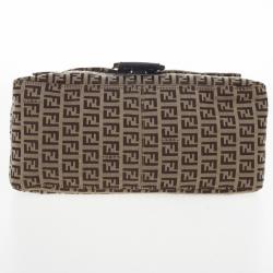 Pre Owned Fendi Brown Zucca Big Mamma Flap Bag