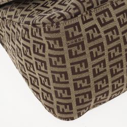 Pre Owned Fendi Brown Zucca Big Mamma Flap Bag