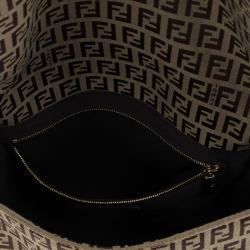 Pre Owned Fendi Brown Zucca Big Mamma Flap Bag
