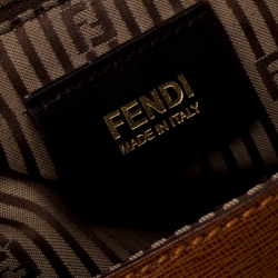 Pre Owned Fendi Brown Leather Messenger Bag
