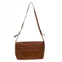 Pre Owned Fendi Brown Leather Messenger Bag