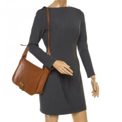 Pre Owned Fendi Brown Leather Messenger Bag