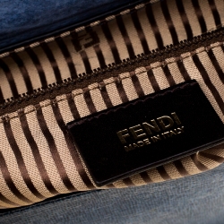 Pre Owned Fendi Blue Leather Messenger Bag