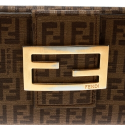 Pre Owned Fendi Brown Zucchino Coated Canvas Forever Continental Wallet