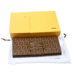Pre Owned Fendi Brown Zucchino Coated Canvas Forever Continental Wallet