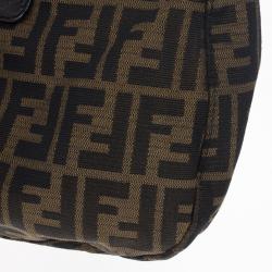 Pre Owned Fendi Tobacco Zucca Canvas Double Buckle Hobo Bag