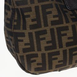 Pre Owned Fendi Tobacco Zucca Canvas Double Buckle Hobo Bag