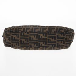 Pre Owned Fendi Tobacco Zucca Canvas Double Buckle Hobo Bag