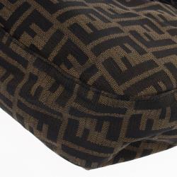 Pre Owned Fendi Tobacco Zucca Canvas Double Buckle Hobo Bag