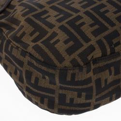 Pre Owned Fendi Tobacco Zucca Canvas Double Buckle Hobo Bag